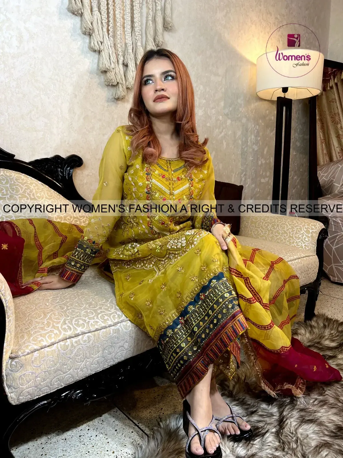 Unstitched Organza 4pices Dress