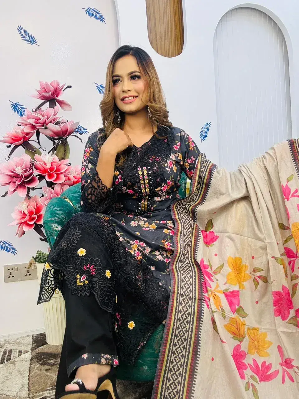 Stitched Cotton Dress view 3