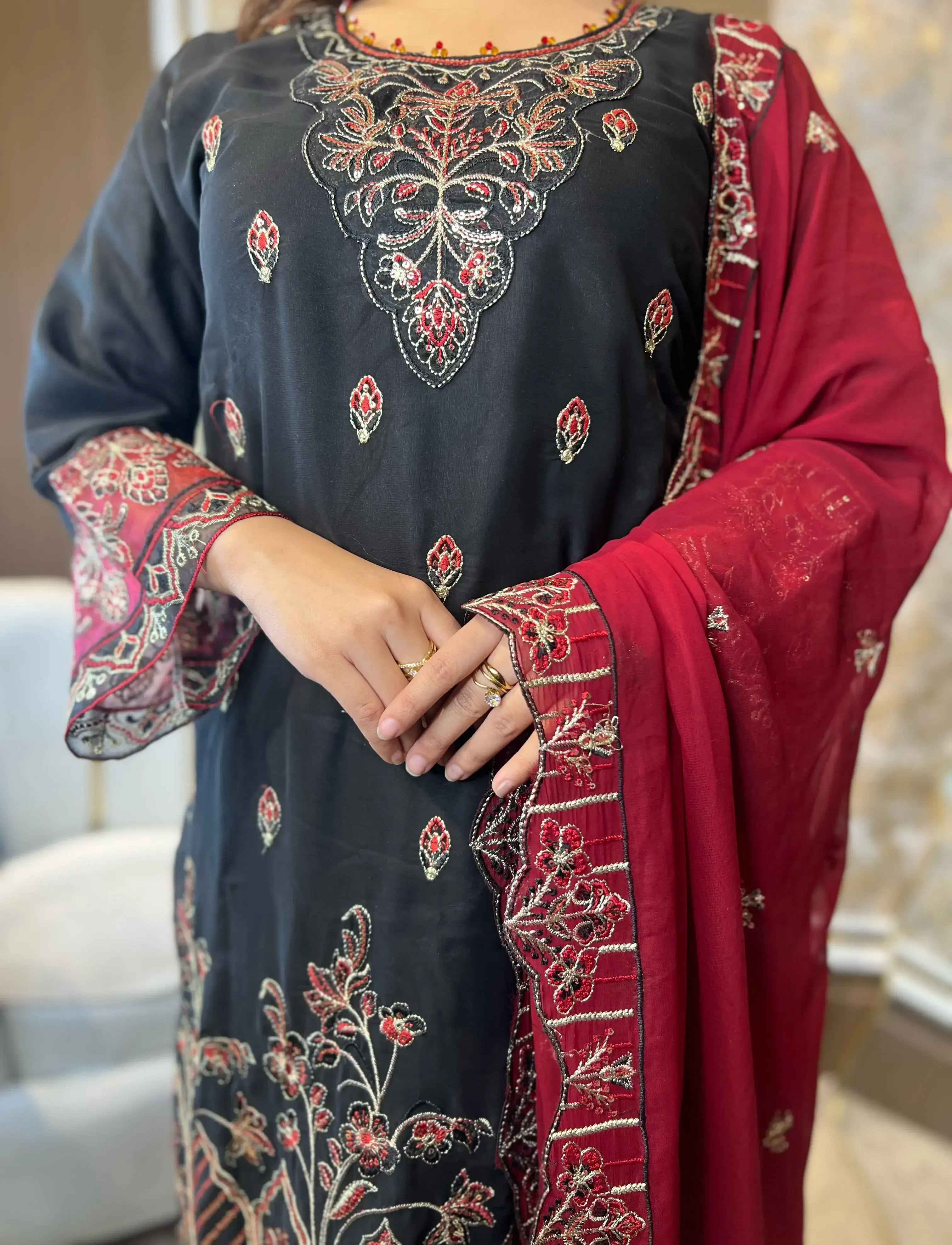 Georgette 4 Pices Unstitched Dress view 4
