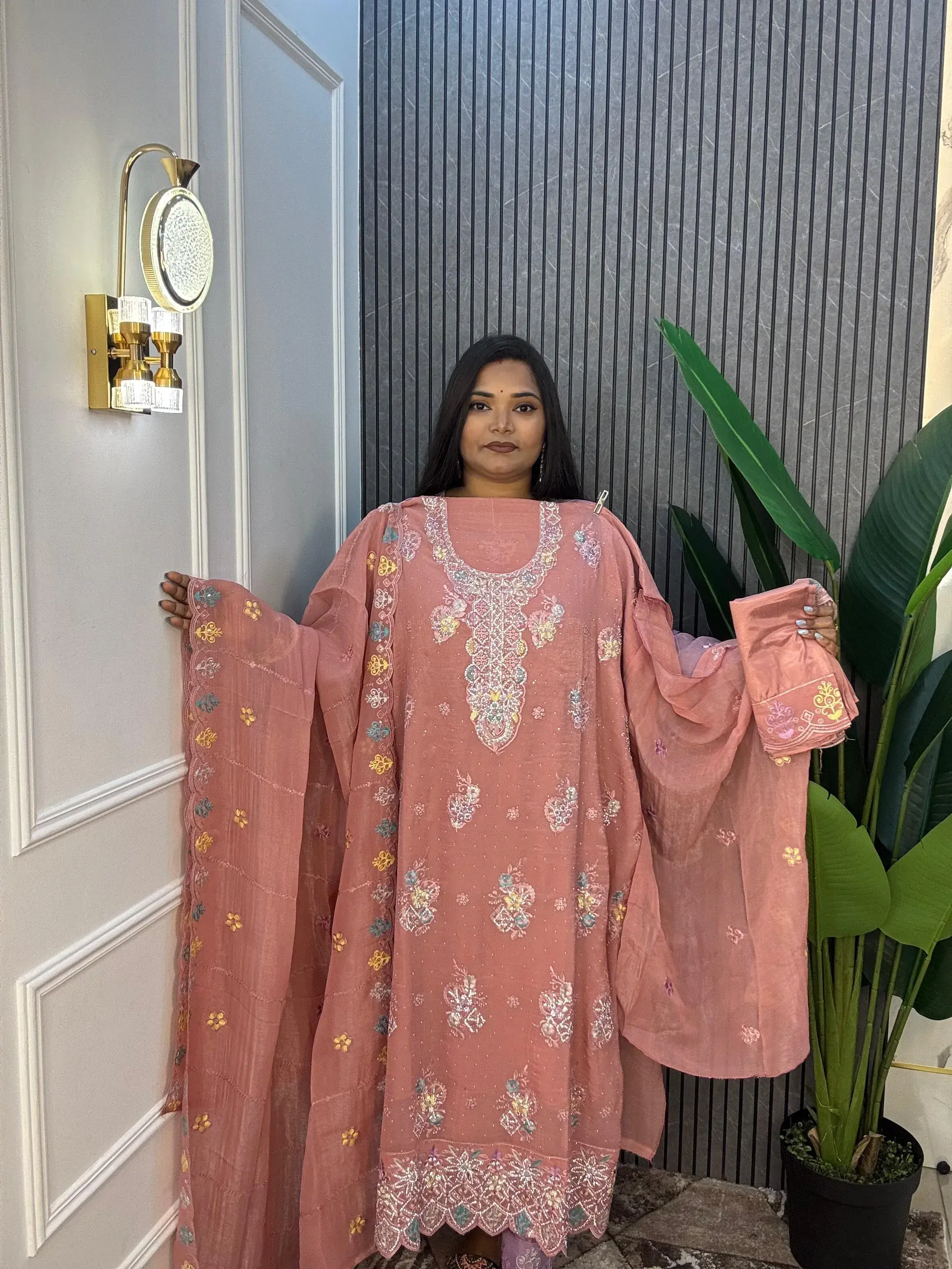 Unstitched Arabian Silk 4pices Dress view 2